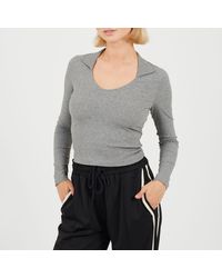 Brave Soul - Bs Long Sleeve Scoop Neck Top With Collar - Lyst