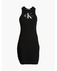 Calvin Klein - Archival Mono Logo Ribbed Tank Dress - Lyst