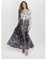 Gina Bacconi - Dakota Satin Elastic Waist Skirt - Lyst