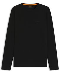 BOSS - Tempesto Long-Sleeve Cotton Crew-Neck Polo Shirt - Lyst