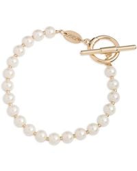 Ralph Lauren - Lauren Ralph Lauren Faux Pearl Logo Toggle Bracelet - Lyst