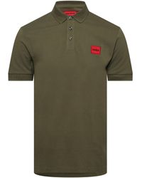 HUGO - Deruso Short Sleeve Polo Shirt With Logo Detail And Ribbed Collar - Lyst