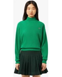 Lacoste - Relaxed Fit Carded Wool High Neck Sweater - Lyst
