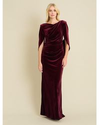 Gina Bacconi - Shakira Velvet Maxi Dress With Back Piece - Lyst