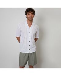 Threadbare - Linen Blend Lace Trim Relaxed Fit Shirt - Lyst