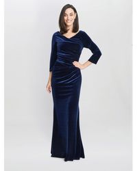 Gina Bacconi - Sophie Velvet Maxi Dress With 3/4 Sleeve - Lyst