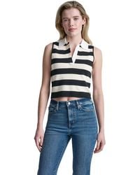 DKNY - Striped Sleeveless Polo Sweater - Lyst