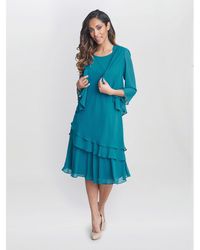 Gina Bacconi - Lola Jacket And Asymmetric Tiered Dress - Lyst