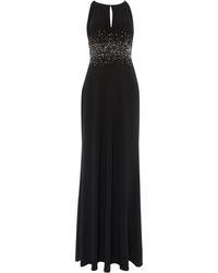 Js collections Jewel Waist Keyhole Maxi Dress in Black | Lyst