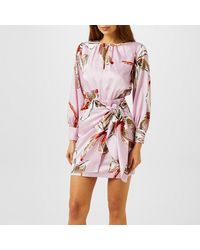 Marella - Floral Tie Waist Mini Dress - Lyst