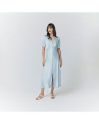 Ghost Rosaleen Long Sleeve Satin Midi Dress in Green | Lyst UK