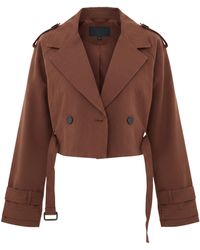 I Saw It First - Cropped Long Sleeve Pull Over Trench Coat - Lyst