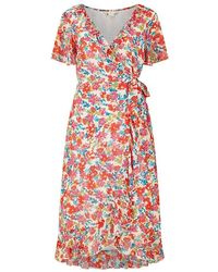 Yumi' - Floral Midi Wrap Dress - Lyst