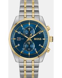 BOSS - Gents Skytraveller Bi Colour Chronograph Watch - Lyst