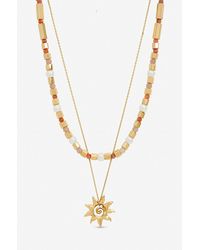 Mood - Plated Beaded Sun Double Row Necklace - Lyst