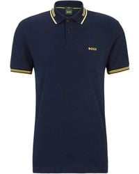BOSS - Paul Contrast Striped Trim Short Sleeve Polo Shirt - Lyst