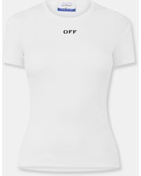 Off-White c/o Virgil Abloh - Stamp Ribbed Cropped Baby Tee - Lyst