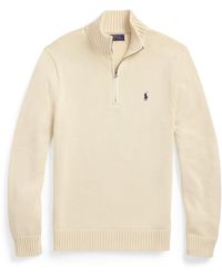 Polo Ralph Lauren - Mesh-Knit Cotton Quarter-Zip Jumper - Lyst