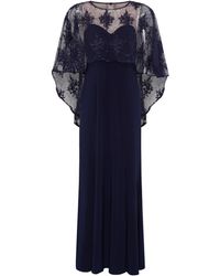 Gina Bacconi - Desire Jersey Maxi Dress With Lace Cape - Lyst