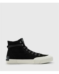 AllSaints - Dumont Brand-patch High-top Suede Trainers - Lyst