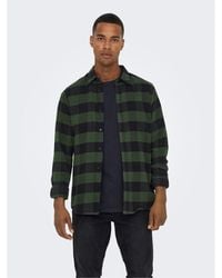 Only & Sons - Long-Sleeve Check Patterned Shirt - Lyst