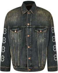 Balenciaga - Crypto Cotton Long Sleeve Oversized Fit Denim Jacket - Lyst