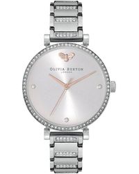 Olivia Burton - Ladies Belgrave Grey Silver Watch - Lyst