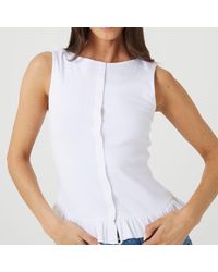 Brave Soul - Bs Crew Neck Button Down Vest With Frill Detail - Lyst