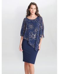 Gina Bacconi - Fiona Floral Glittered Asymmetric Dress - Lyst