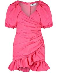 MSGM - Puff Sleeve Wrap Dress - Lyst