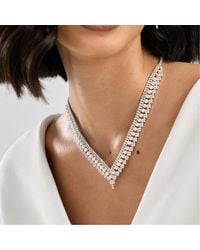 Jon Richard - Plated Pearl And Crystal V Necklace - Lyst