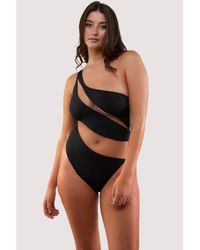 Wolf & Whistle - Fuller Bust Asymmetric Swimsuit Nude Mesh Inserts - Lyst