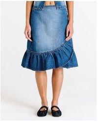 The Ragged Priest - Gail Buckle Denim Skirt - Lyst