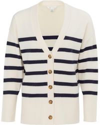 Miso - V-Neck Cuff Stripe Cardigan - Lyst