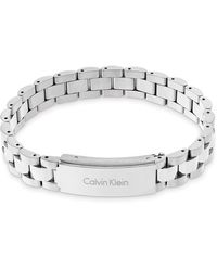 Calvin Klein - Gents Stainless Steel Brushed And Polished 3 Row Bracelet - Lyst