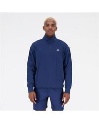 New Balance - Athletics Remastered French Terry 1/4 Zip In Blue Cotton Fleece - Lyst