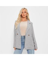 I Saw It First - Check Double Breasted Tailored Blazer - Lyst