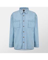 BOSS - H-Cory Denim Long Sleeve Patterned Shirt - Lyst