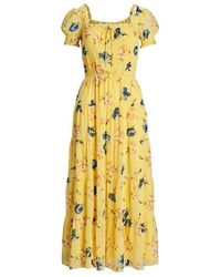 Lauren by Ralph Lauren - Floral Georgette Puff-sleeve Midi Dress - Lyst