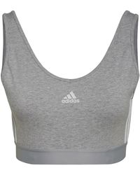 adidas - Essentials 3-Stripes Crop Top With Removable Pads - Lyst