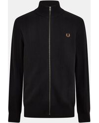 Fred Perry - Textured Full-Zip Knitted Top - Lyst