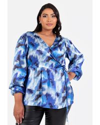 Lovedrobe - Satin Maxi Sleeve Wrap Top - Lyst
