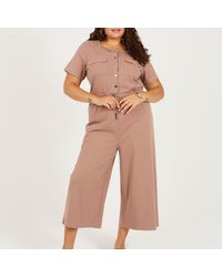 Brave Soul - Plus Size Utility Style Jumpsuit With Drawcord Waist - Lyst