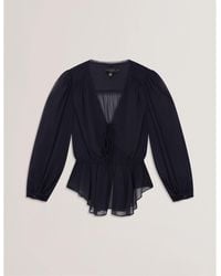Ted Baker - Woven Print Long-Sleeve Blouse - Lyst