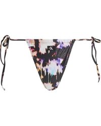 Calvin Klein - S Foil Tie Side Bikini Bottoms Euphoria Palm L - Lyst
