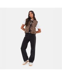 I Saw It First - Leopard Print Quilted Lace-Up Gilet - Lyst