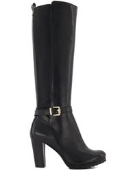Dune - Sareena Buckle Block Heel Knee High Boots Size 6 - Lyst