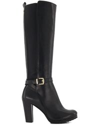 Dune - Sareena Buckle Block Heel Knee High Boots Size 6 - Lyst