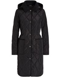 Ralph Lauren - Corduroy Trim Quilted Detachable Hood Long Sleeve Short Puffer Jacket - Lyst