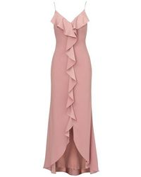 Adrianna Papell - Satin Crepe Ruffle Front Gown - Lyst